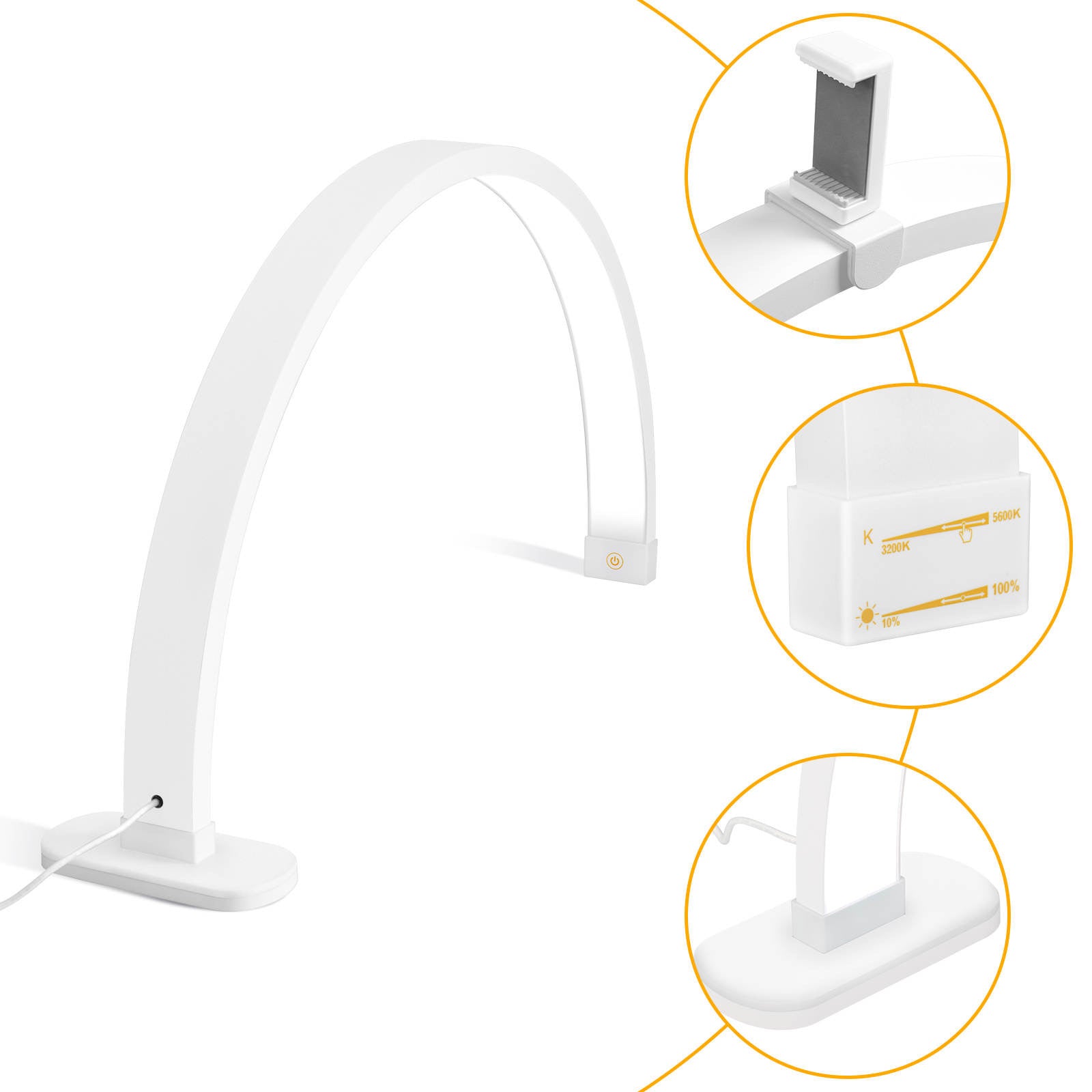 white LED nail lamp close up adjustable arm